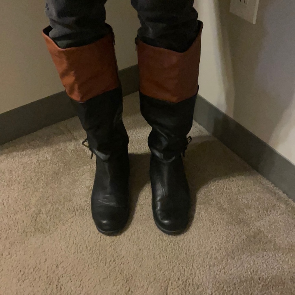 Bamboo two tone riding boots